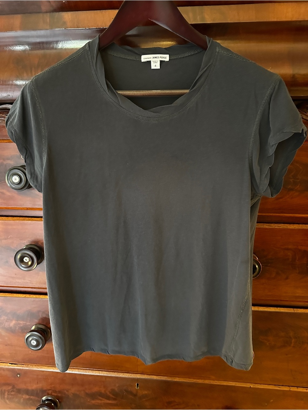 James Perse Women’s Black Charcoal Basic Crew Neck T-Shirt Size 4 XL